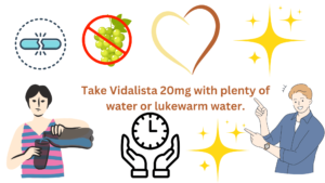 Take Vidalista 20mg with plenty of water or lukewarm water.