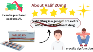 Valif 20mg is a generic of Levitra and is an ED treatment drug.