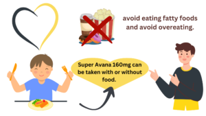 Super Avana 160mg can be taken with or without food.