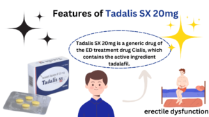 Tadalis SX 20mg is a generic drug of the ED treatment drug Cialis, which contains the active ingredient tadalafil.