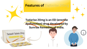 Tadarise 20mg is an ED (erectile dysfunction) drug developed by Sunrise Remedies of India.