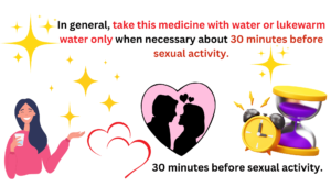 In general, take this medicine with water or lukewarm water only when necessary about 30 minutes before sexual activity.