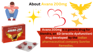 Avana 200mg is a generic drug for Stendra, an ED (erectile dysfunction) drug developed by the Indian pharmaceutical company Sunrise Remedies.