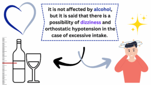 it is not affected by alcohol, but it is said that there is a possibility of dizziness and orthostatic hypotension in the case of excessive intake. 