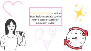 Take Forzest 20mg about an hour before sexual activity with a glass of water or lukewarm water.
